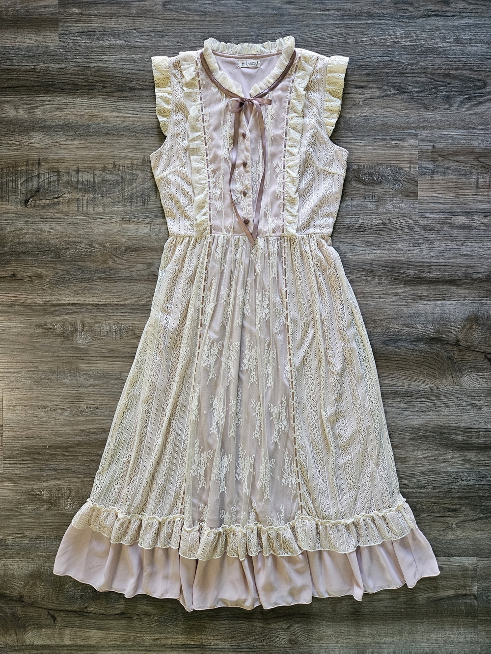 Axes Femme Sleeveless Vintage Victorian Lacy Patchwork Coquette Midi/Maxi Dress